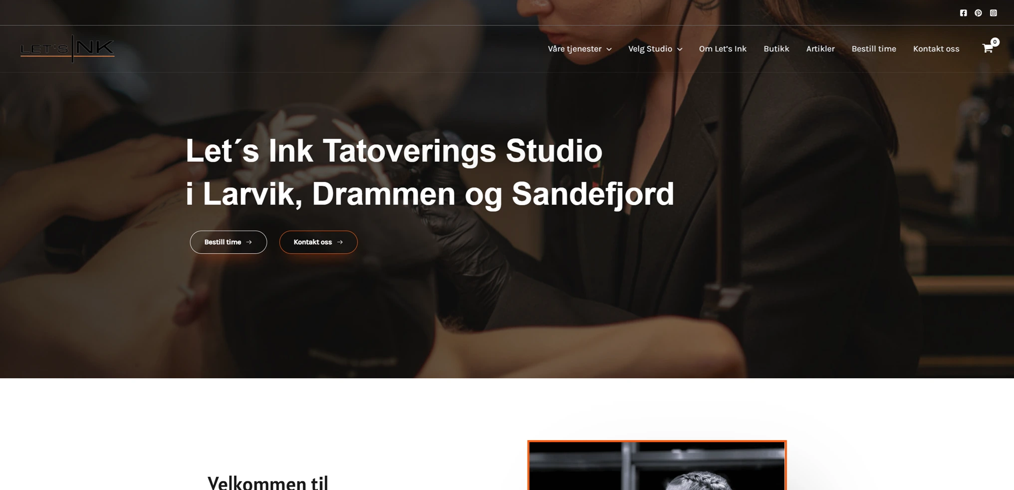 Nettside for Let’s Ink – tatovering og skjønnhet, med fokus på gavekort