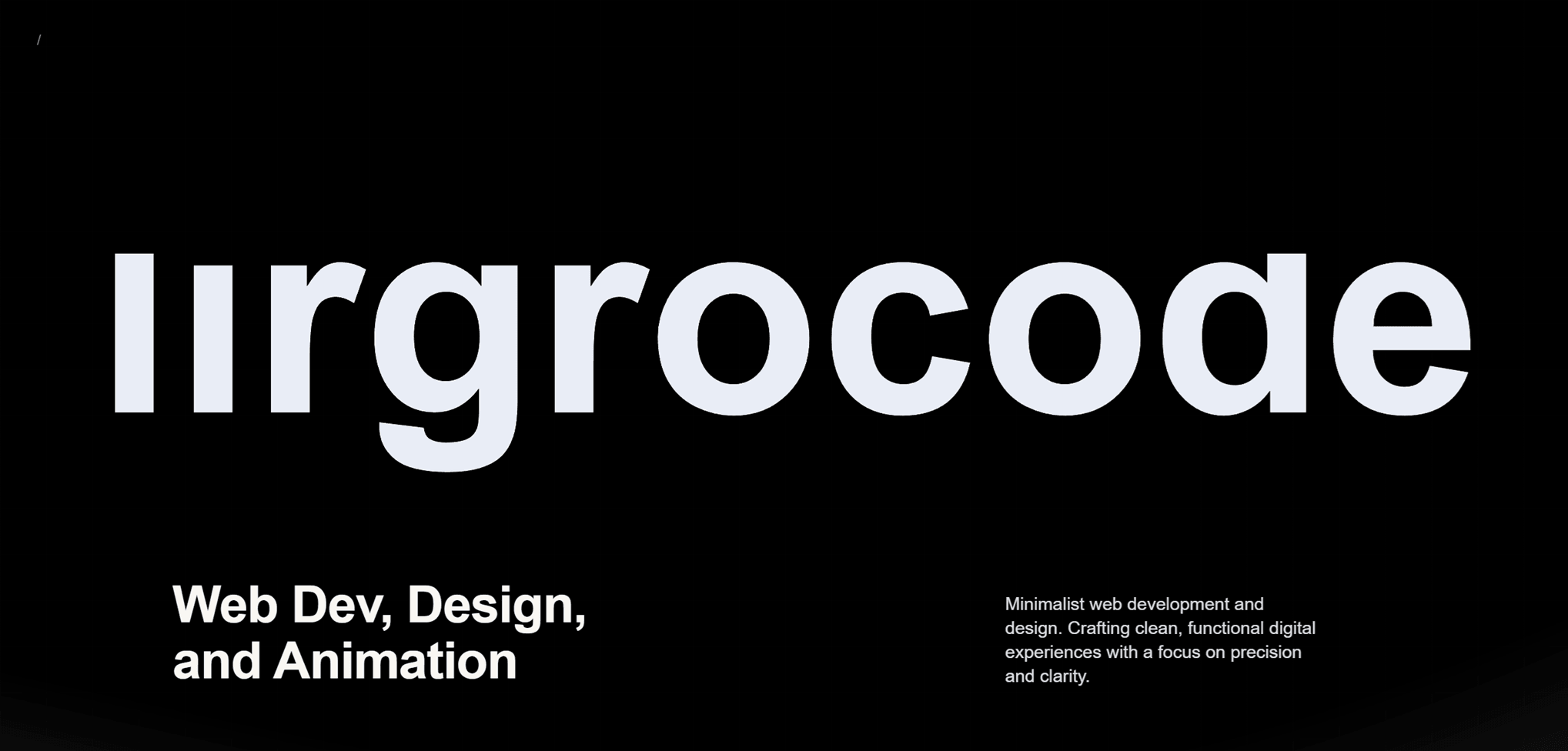 Interaktiv portfolio med case-seksjoner, slider og WebGL-overgang