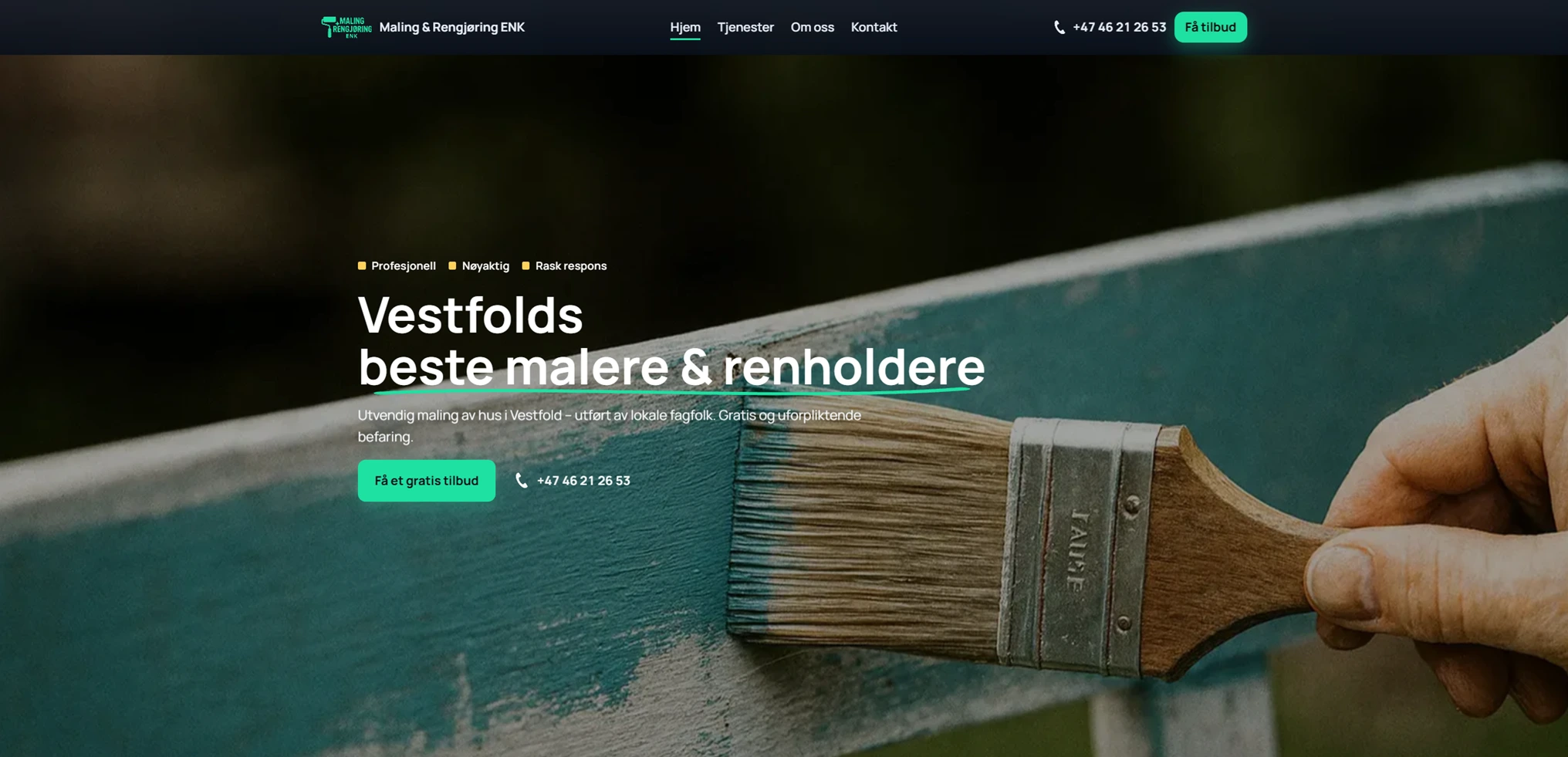 Nettside for maler- og rengjøringsfirma i Vestfold